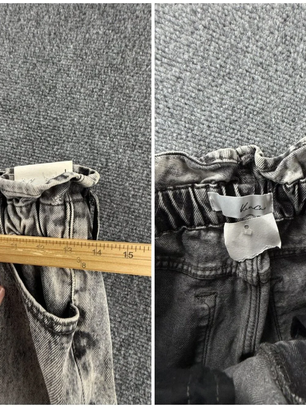 NWD Kancan Jeans Women Gray High Rise Elastic Waist Ripped Stretch ACTL 27X28